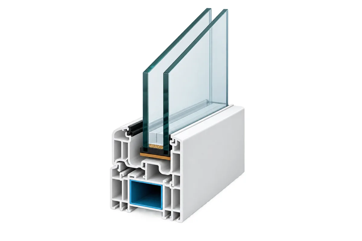 Ventanas termopanel de PVC instaladas en fachada residencial moderna